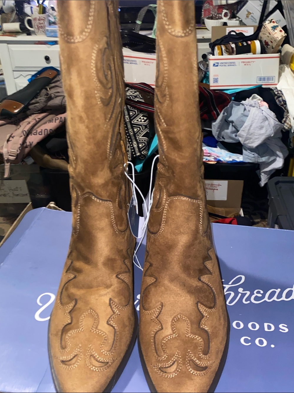 NEW IN BOX UNIVERSAL THREAD LORENA BOOTS WO SIZE 8.5 COGNAC FAUX SUEDE - Picture 8 of 12